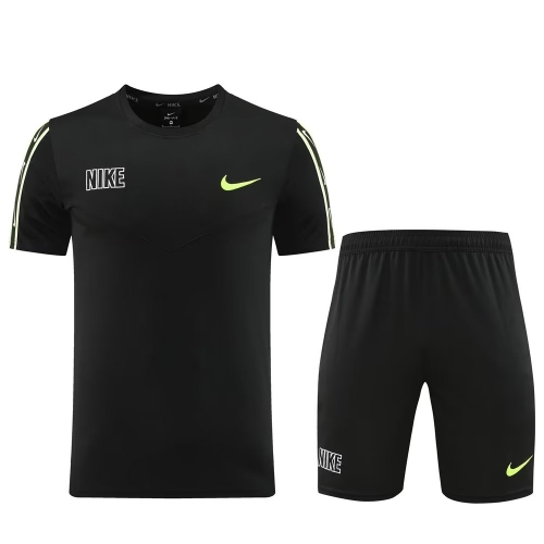 #ND03 Nike Black Shorts-Sleeve Tracksuit Uniform-LH