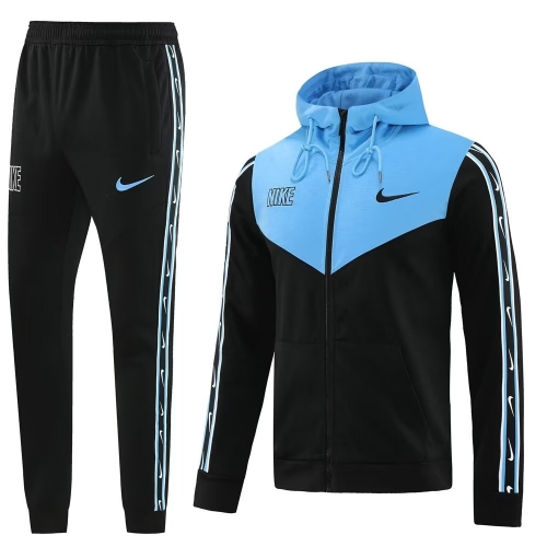 #NM06 Nike Black & Blue Jacket Uniform Hoddies With Hat-LH