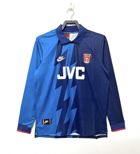 95-96  Retro Version Arsenal Away Blue LS Thailand Soccer Jersey AAA-811