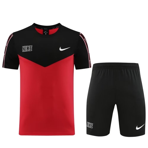 #ND03 Nike Red Shorts-Sleeve Tracksuit Uniform-LH