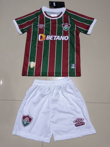 Kids 2023/24  Fluminense de Feira Home Red & Green Soccer Uniform-123/507