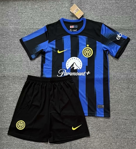 2023/24  Inter Milan Home Black and Bule Soccer Uniform-36/516/302