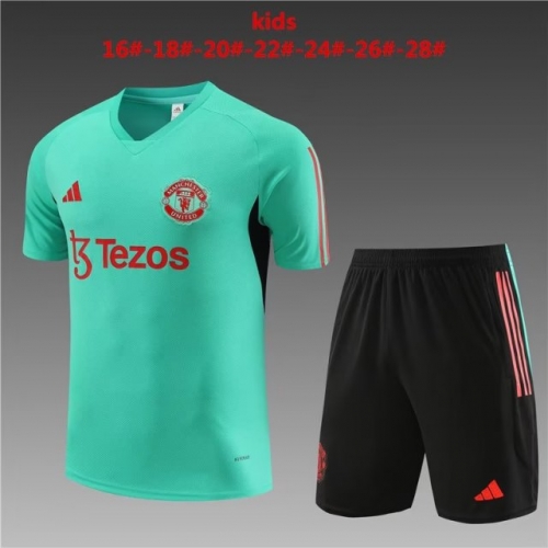 Kids 2023/24 Manchester United Green Kids/Youth Thailand Tracksuit Uniform-801