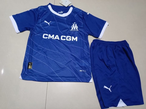 Kids 2023/24 Olympique Marseille Away Blue Kids/Youth Soccer Uniform-507