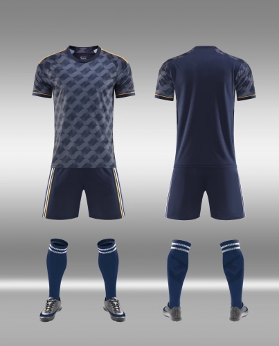 Customize 2023/24 Real Madrid Gray & Black Soccer Uniform-DN