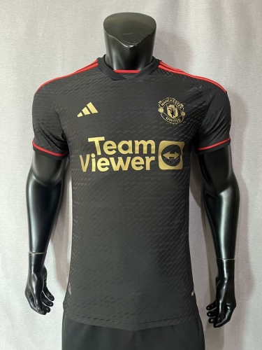 Player Version 2023/24 Manited United Black & Gold Thailand Soccer Jersey AAA-308/MY