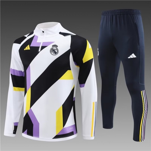 2023/24 Real Madrid WhIte & Purple Soccer Tracksuit Uniform-801