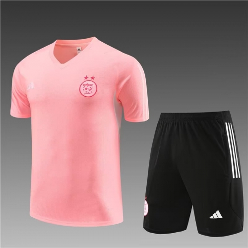 2023/24 Algeria Pink Shorts-Sleeve Thailand Soccer Tracksuit Uniform-801