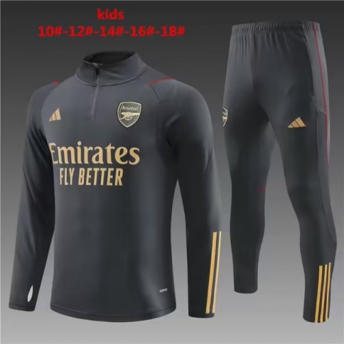 2023/24 Arsenal Dark Gray Kids/Youth Soccer Tracksuit Uniform-801