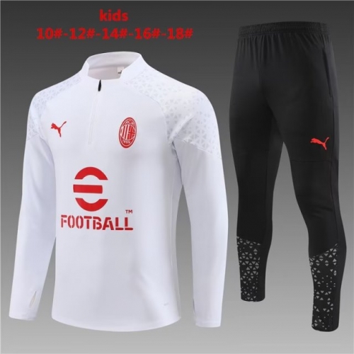 2023/24 AC Milan White Kids/Youth Soccer Tracksuit Uniform-801/GDP