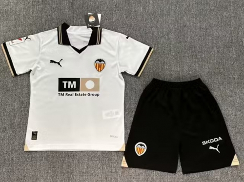 Kids 2023/24 Valencia Home White Kids/Youth Soccer Uniform-522