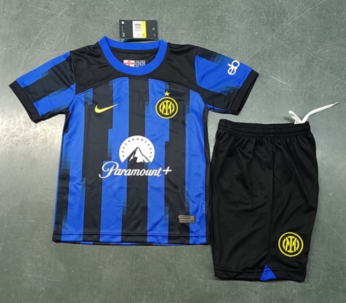 2023/24  Inter Milan Home Black and Bule Kids/Youth Soccer Uniform-507/SL/123