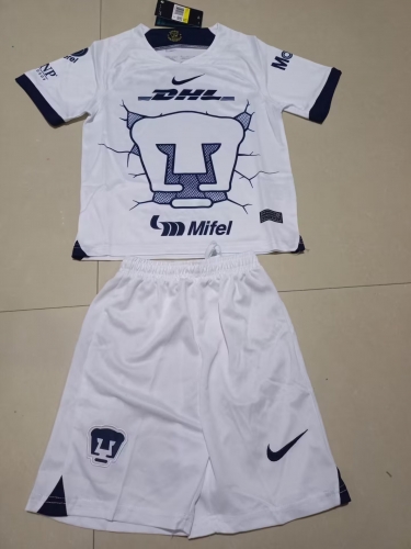 Kids 2023/24 Pumas UNAM Home White Kids/Youth Soccer Uniform-507