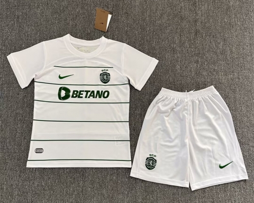 Kids 2023/24 Sporting Lisbon Away White Kids/Youth Soccer Uniform-522