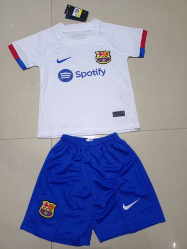 Kids 2023/24 Barcelona White Kids/Youth Soccer Uniform-SL/507