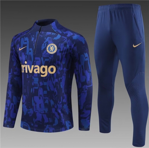 2023/24 Chelsea Blue & Black Thailand Soccer Tracksuit Uniform-801/815