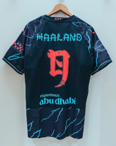 Player version 2023/24 Manchester City 2nd Away Green & Black #9 (Harland) Thailand Soccer Jerseys AAA-888/MY