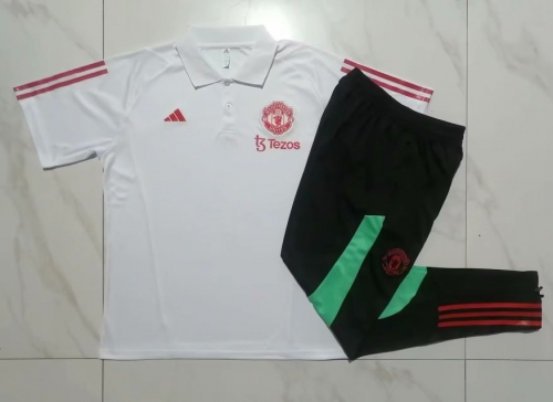 2023/24 Manchester United White Thailand Polo Uniform-815