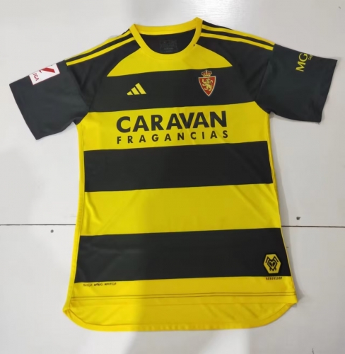 2023/24 Real Zaragoza Away Black & Yellow Thailand Soccer Jersey AAA-301
