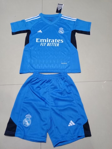 Kids 2023/24 Model Real Madrid Goalkepeer Blue Kids/Youth Soccer Uniform-123/507