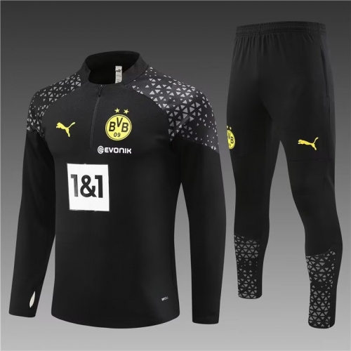 2023/24 Borussia Dortmund Black Soccer Tracksuit Uniform-801/815/411