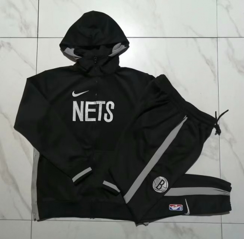 2023/24 NBA Brooklyn Nets Black With Hat Jacket Uniform With Hat-815