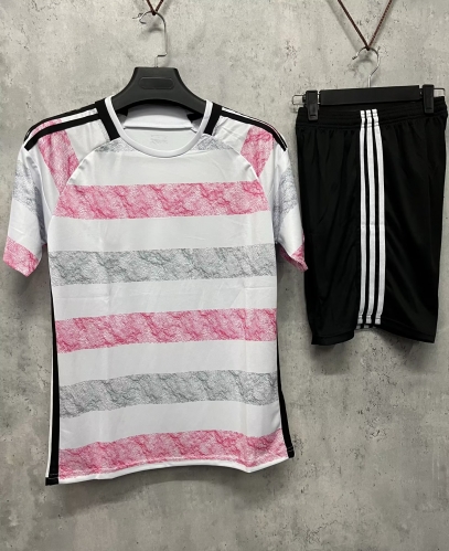 Customize 2023/24 Juventus White & Pink Soccer Uniform-DN