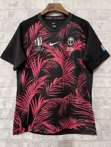 2023-24 World Cup Fiji Away Red & Black Thailand Rugby Shirts-805