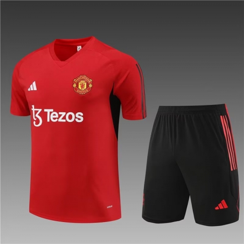 2023/24 Manchester United Red Shorts-Sleeve Thailand Tracksuit Uniform-801