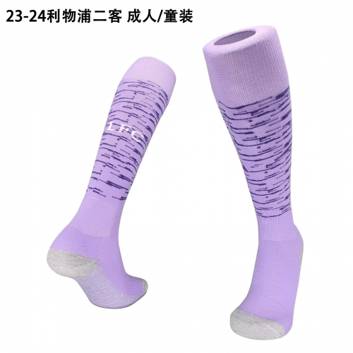 Kids 23/24 Liverpool 2md Away Purple Thailand Soccer Socks