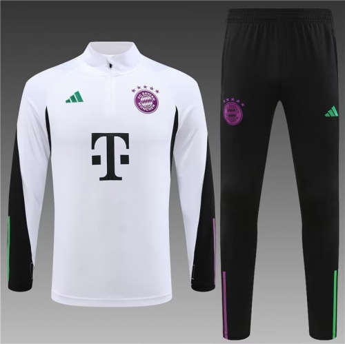 2023/24 Bayern München White Thailand Soccer Tracksuit Uniform-801