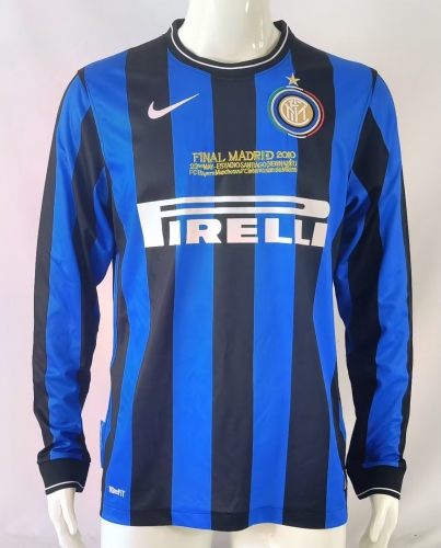 09-10 Retro Version Inter Milan Home Blue & Black LS Thailand Soccer Jersey AAA-503