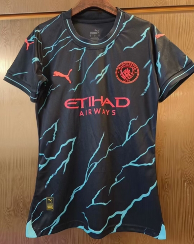 2023/24 Manchester City 2nd Away Black & Blue Thailand Women Soccer Jersey AAA-JJ