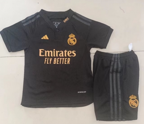 Kids 2023/24 Model Real Madrid 2nd Away Black Kids/Youth Soccer Uniform-123/507/516