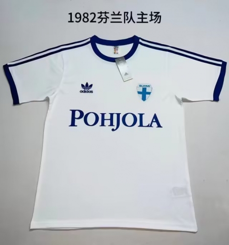 1982 Retro Version FINLAND Home White Thailand Soccer Jersey AAA-709