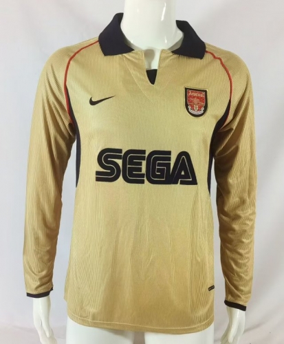 01-02 Retro Version Arsenal Away Yellow LS Thailand Soccer Jersey AAA-503