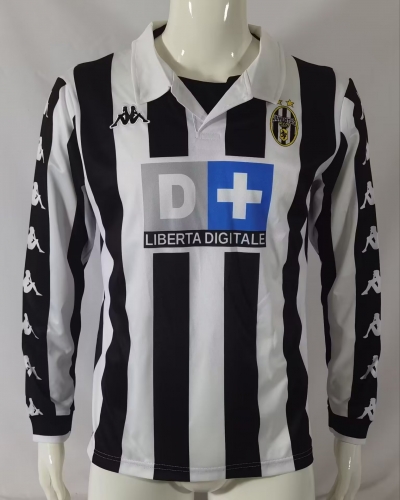 1999-2000 Retro Version Juventus Home Black & White Thailand LS Soccer Jersey AAA-B321/503