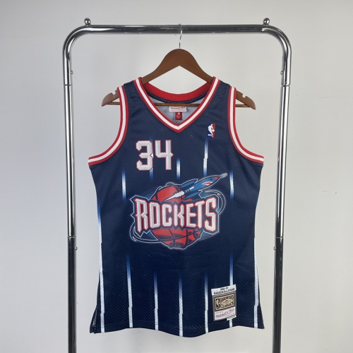 MN Hot Press SW 96-97 Retro Version Houston Rockets Blue NBA #34 Jersey-311