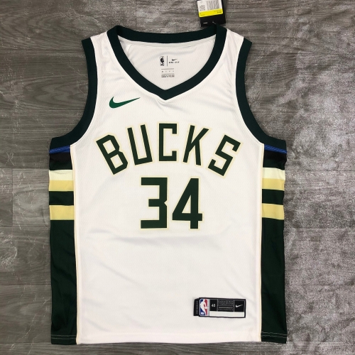 2021 Season  NBA Milwaukee Bucks Home Green & White #34 Jersey-311