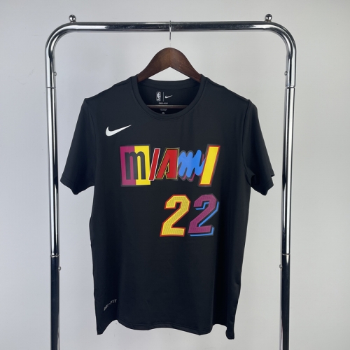 Quick-Dry 2023 Season NBA Miami Heat Black #22 T-Shirts-311