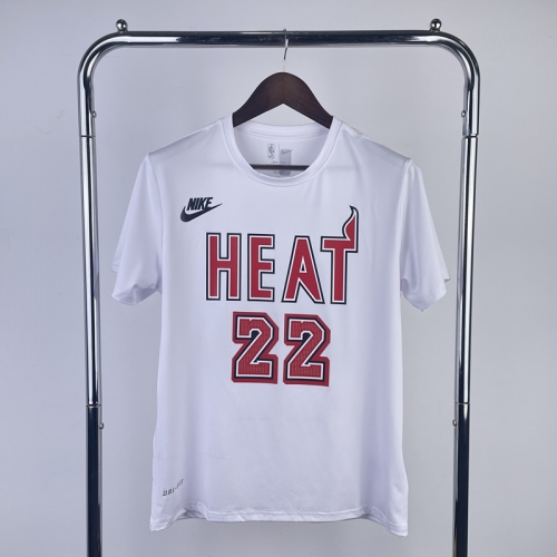 Quick-Dry 2023 Season NBA Miami Heat White #22 T-Shirts-311