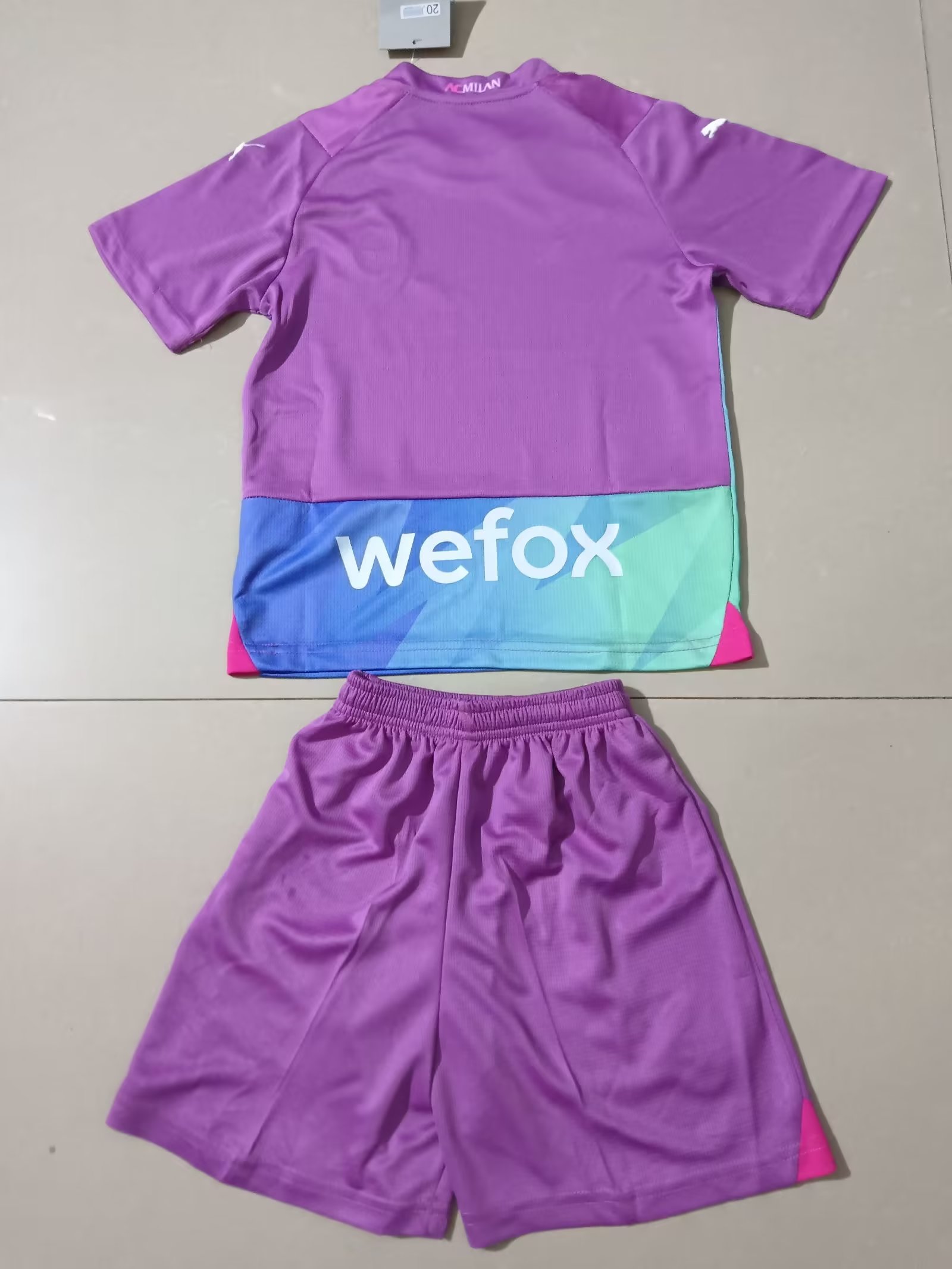 Kids 2023/24 AC Milan 2nd Away Pink Kids/Youth Soccer Uniform123