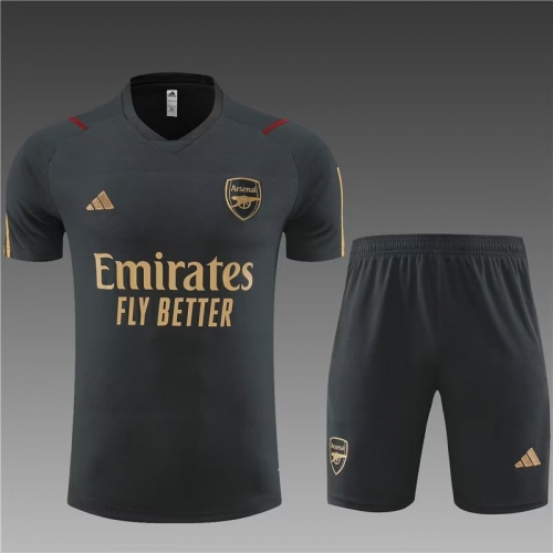 2023/24 Arsenal Royal Blue Shorts-Sleeve Soccer Tracksuit Uniform-801