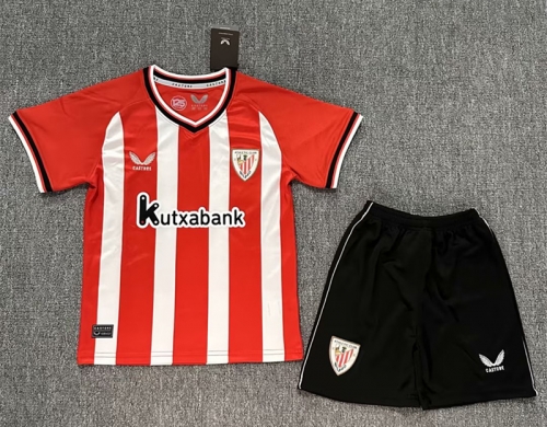 Kids 2023/24 Athletic Bilbao Home Red & Black Kids/Youth Soccer Uniform-522