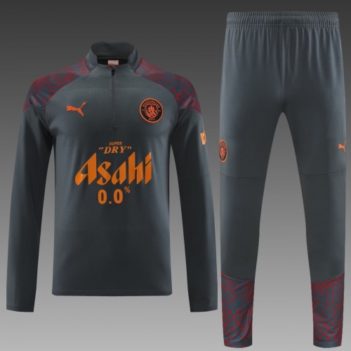 2023/24 Manchester City Dark Gray Thailand Tracksuit Uniform-PO