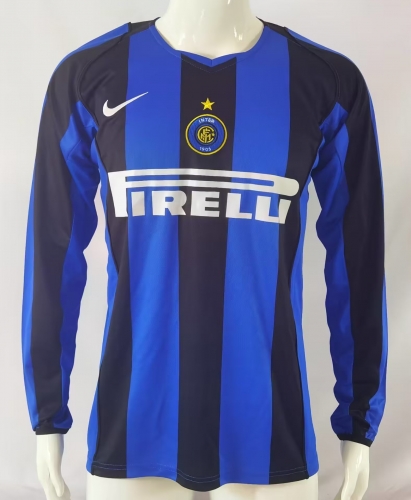 04-05 Retro Version Inter Milan Home Blue & Black LS Thailand Soccer Jersey AAA-503