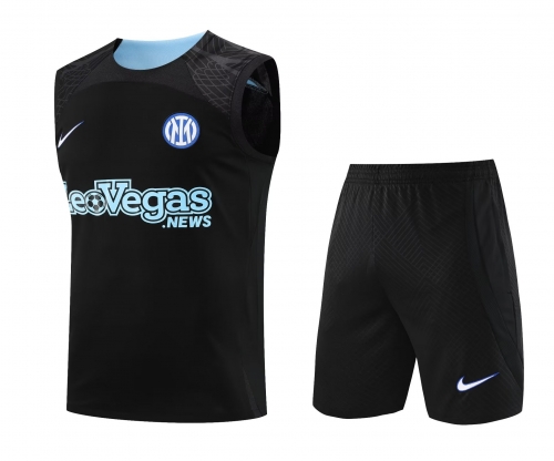 2023/24 Inter Milan Black Thailand Soccer Training Vest Uniform-418