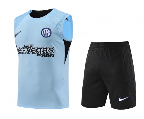 2023/24 Inter Milan Blue Thailand Soccer Training Vest Uniform-418