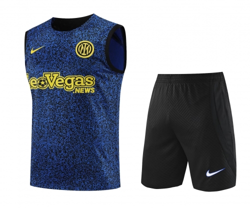 2023/24 Inter Milan Blue Thailand Soccer Training Vest Uniform-418