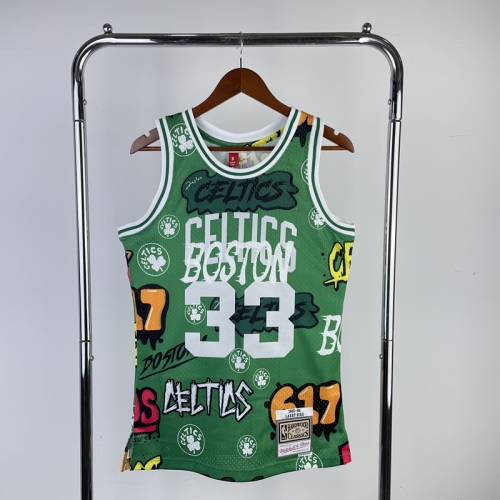 MN Hot Press SW Retro 85-86 NBA Boston Celtics Green #33 Jersey-311